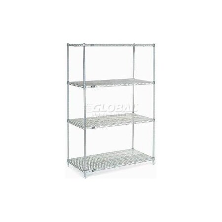 Global Equipment Nexelate    Silver Epoxy Wire Shelving Starter 48"W x 36"D x 74"H 36487EP
